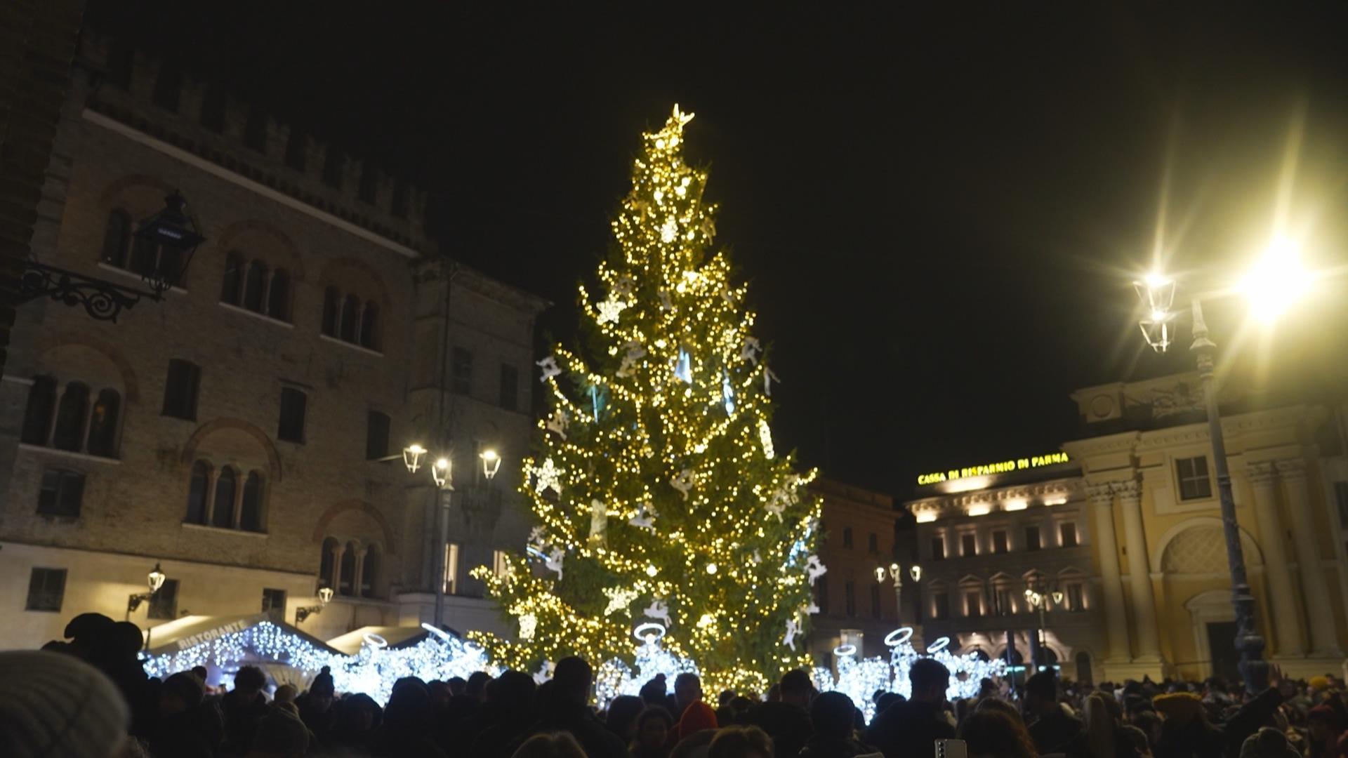 ACCESO L ALBERO DI NATALE IN PIAZZA GARIBALDI GUERRA UN CLIMA CHE 